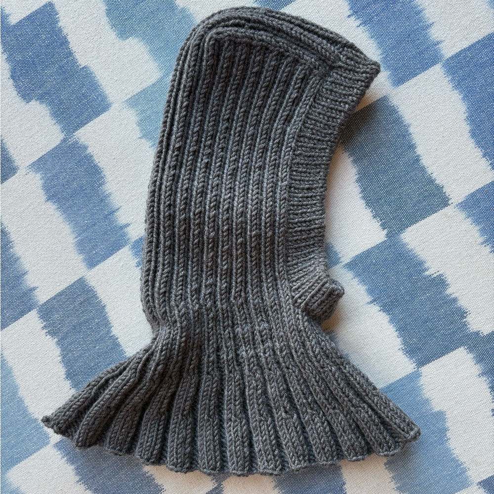 Gray Ribbed Knit Balaclava